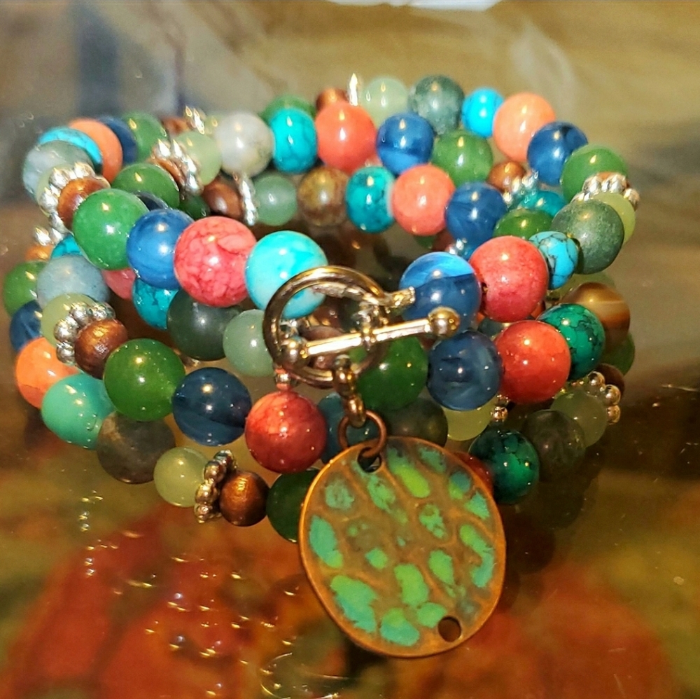 Semi precious stone wrap bracelet